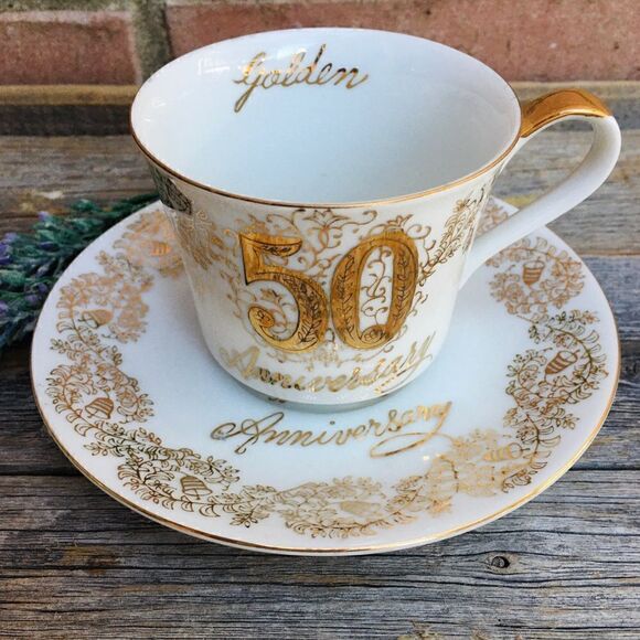 Norcrest China Golden 50th Anniversary Cup Saucer - Picture 1 of 14